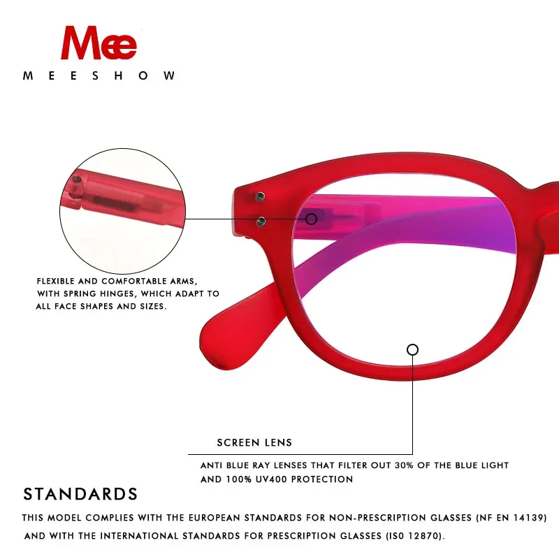 Meeshow Japen New Reading Glasses Anti blue ray eyeglasses Style Quality Spring Men Women blue light blocking UV400 1513