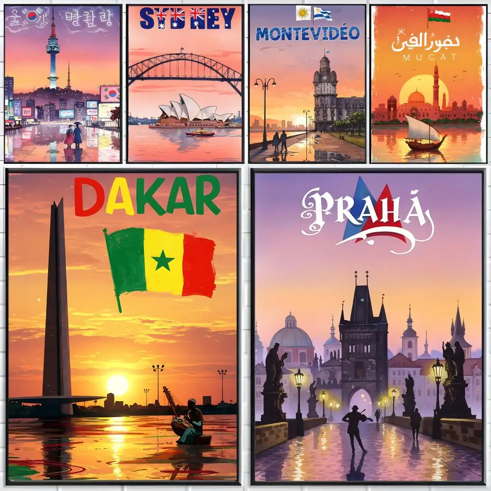 Art Scenery W-World Famous Cities Poster Distinct Home Decor Concepts Chic Indoor Art Pieces