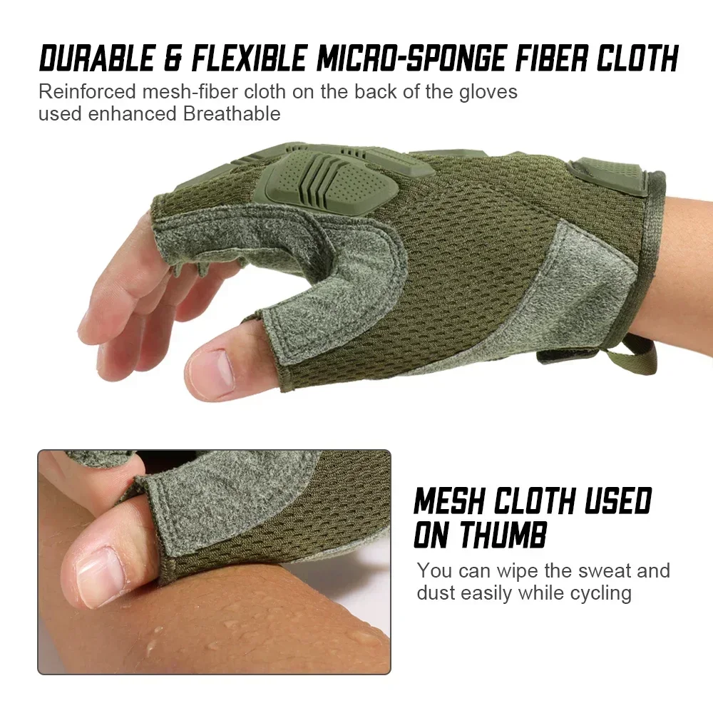 Fingerless Glove Half Finger Gloves Breathable Tactical Mittens SWAT Airsoft Bicycle Outdoor Shooting Hiking Driving Men New