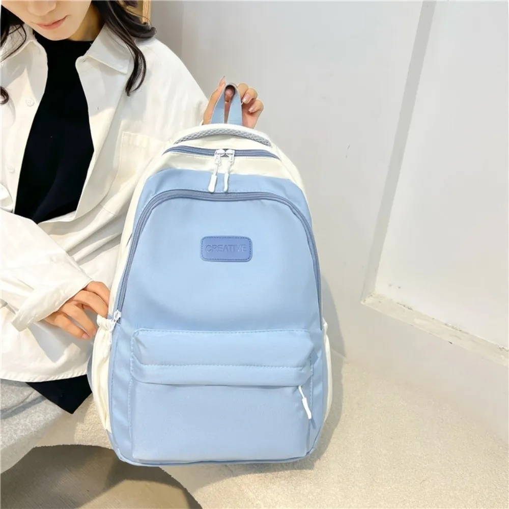 Simple Nylon Backpack Breathable Large Capacity School Bag Multifunction School Rucksack Girls