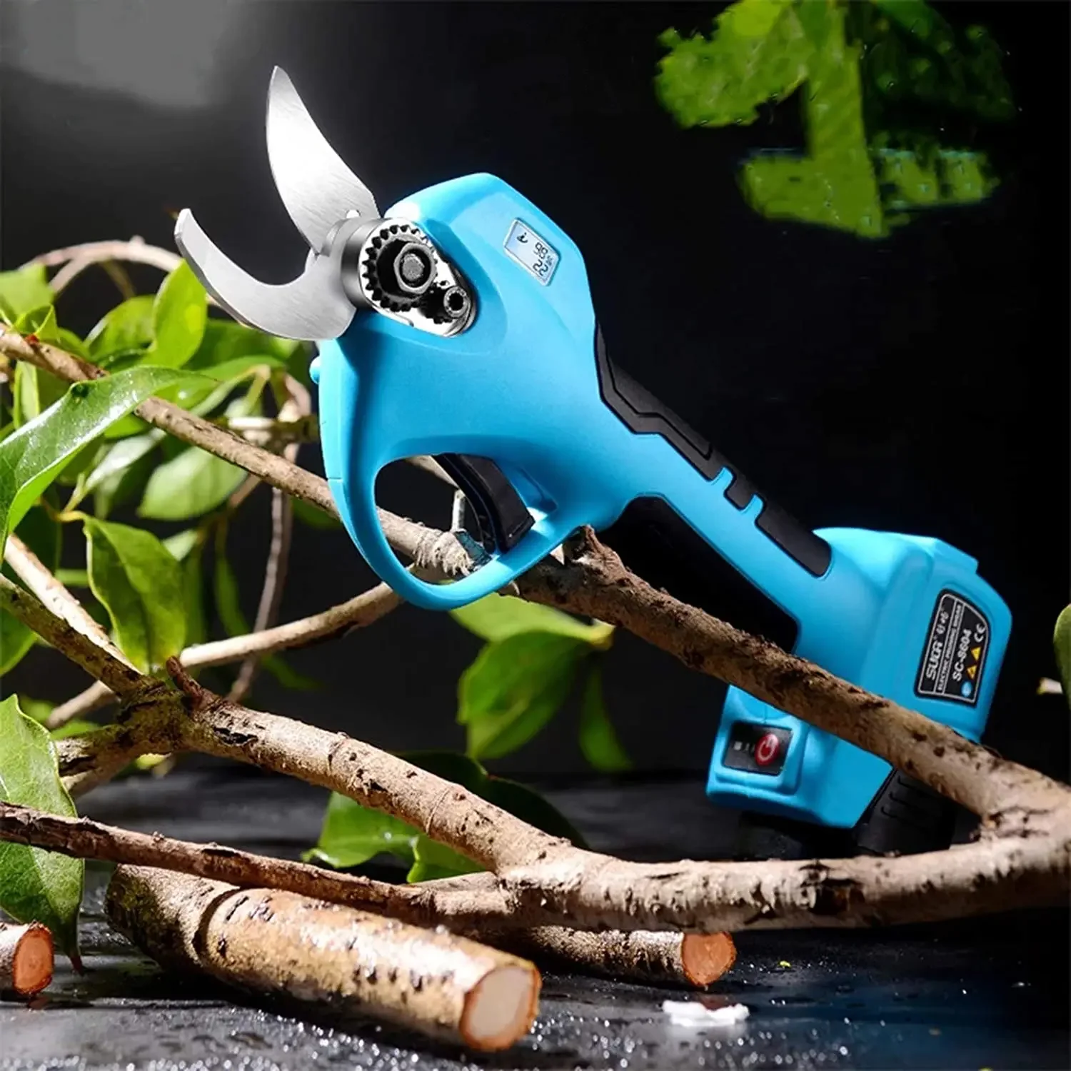 Cordless Electric Branch Scissor 0-28mm Pruning Shear Pruner Ratchet Cutter Tool with screen