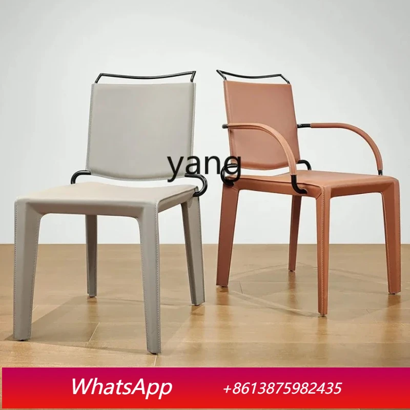 

LTT Modern minimalist saddle leather dining table and chair, home backrest, coffee table, study chair