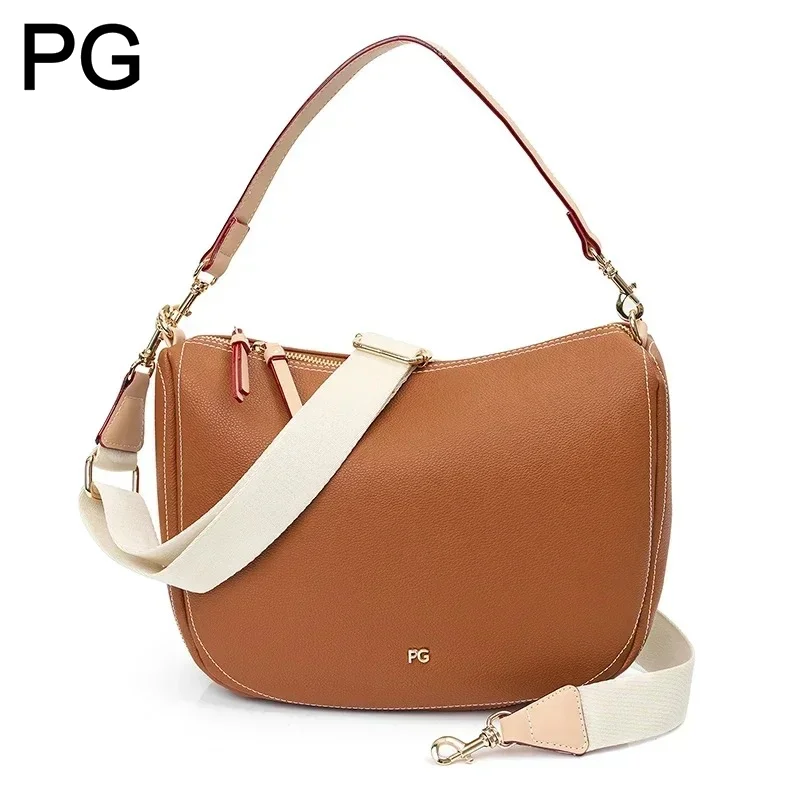 

PG Women Shoulder Bag Multi functional Large Capacity Simple Design Versatile Commuter Solid Color Crossbody Texture Women Bag