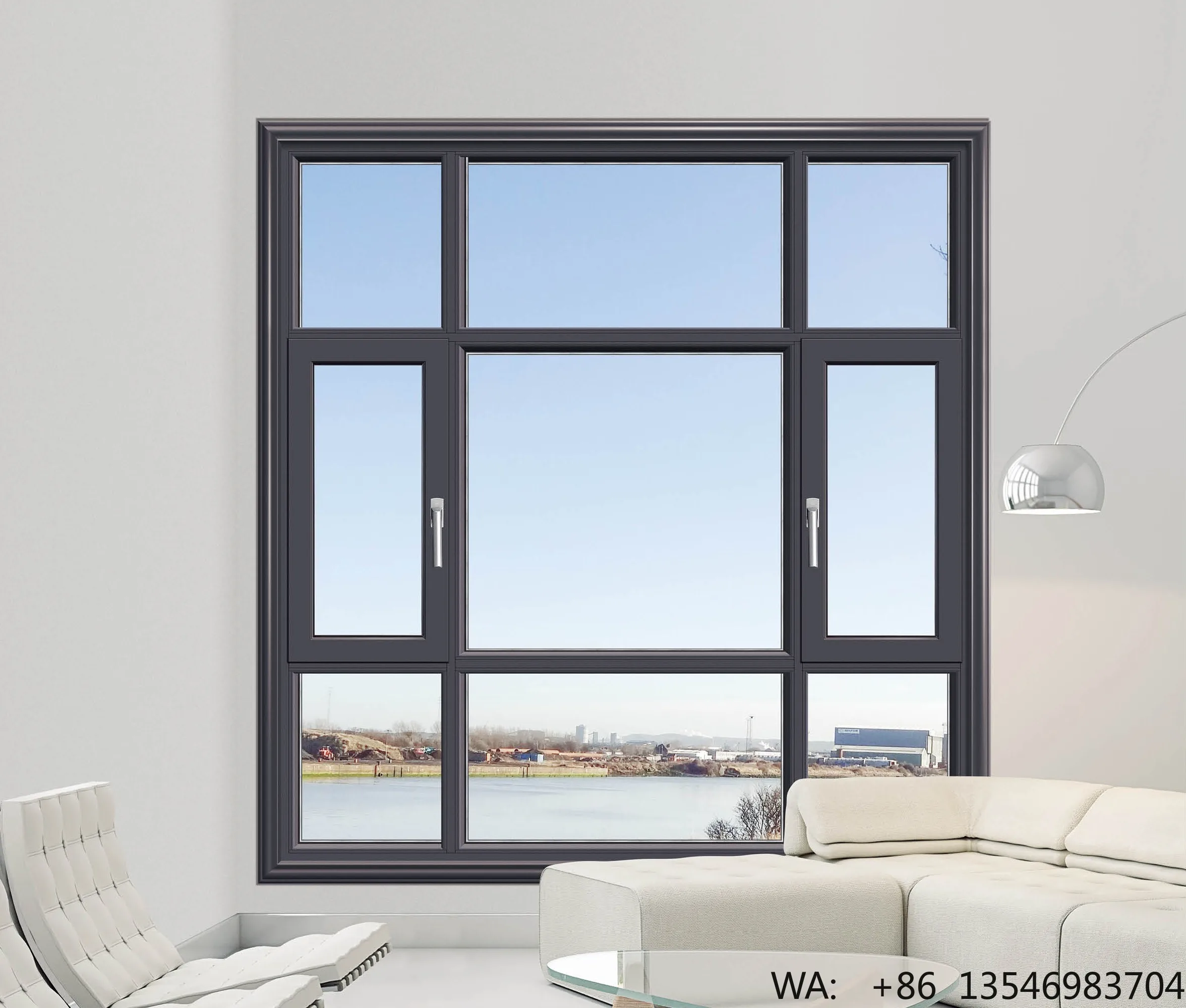 

Minimalist Double Glazed Aluminum Frame Windows Thermal Break Soundproof Hurricane Horizontal Opening Swing Style Louver Curtain