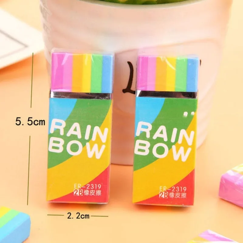 Creative Cute 2B Rainbow Eraser Students Error Correction Tool Clean Without Leaving Any Trace School Kawaii Stationery Supplies