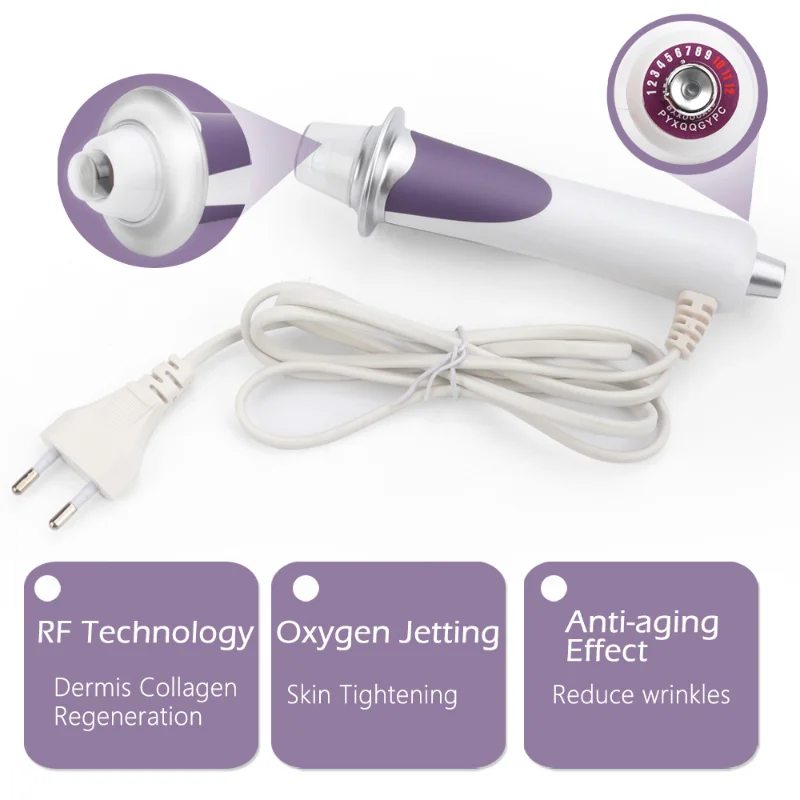 Purple EMS Facial Oxygen Injection Machine Micro Current Blushing Light Warm Heat Remove Wrinkle Anti-aging Beauty Instrument