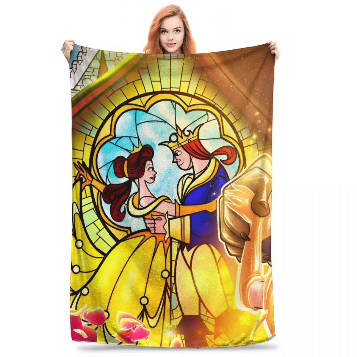 Beauty And The Beast Plush Blanket Girls Boys Flannel Throw Blanket For Couch Chair Super Soft Custom Quality Bedspread Gift