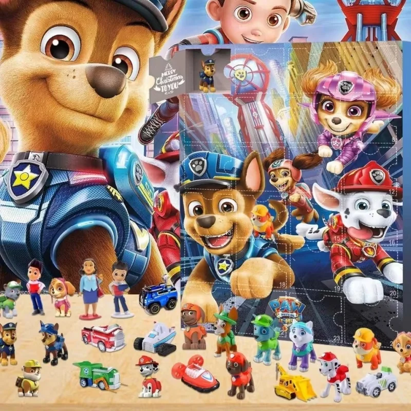 Nuevo Anime Paw Patrol perro calendario caja ciega Adviento con figuras Halloween cuenta atrás juguetes coleccionables regalo de Navidad para niños juguete