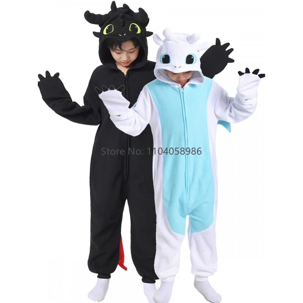 Zwierzę Kigurumi Kostium Halloween Onesie Bezzębny Dla Kobiet Mężczyzn Dorosłych Dzieci Piżama Kreskówka Piżama Cosplay Party Homewear