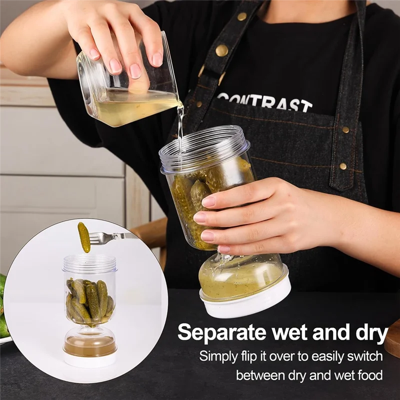 Separador de jugo de tarro de reloj de arena de olivo, 2 uds., para jugo de pepinillos húmedos y secos, separador de jugo