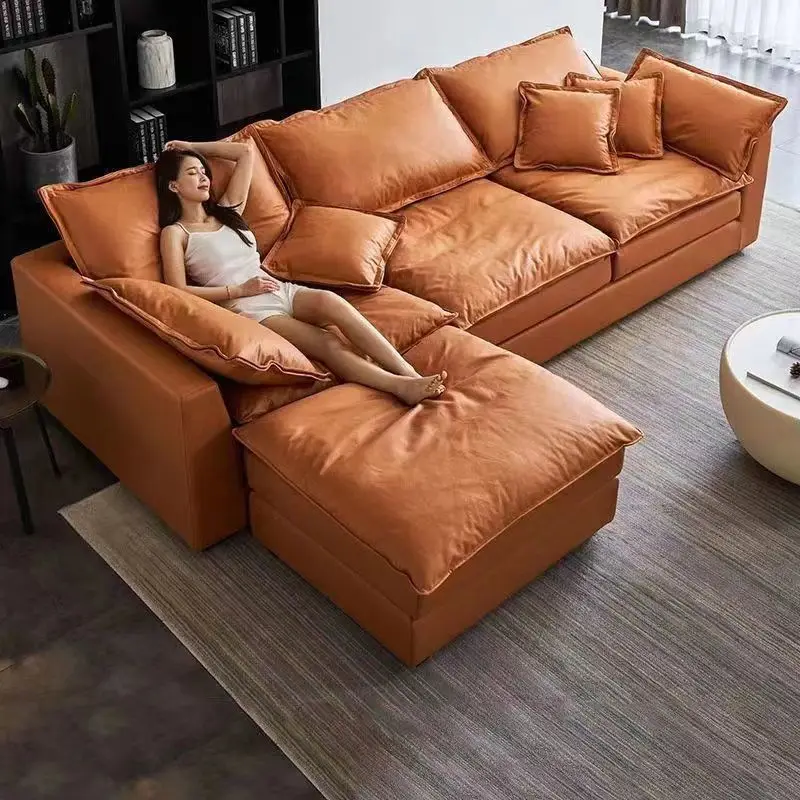 Italian minimalist technology fabric sofa living room small apartment light luxury