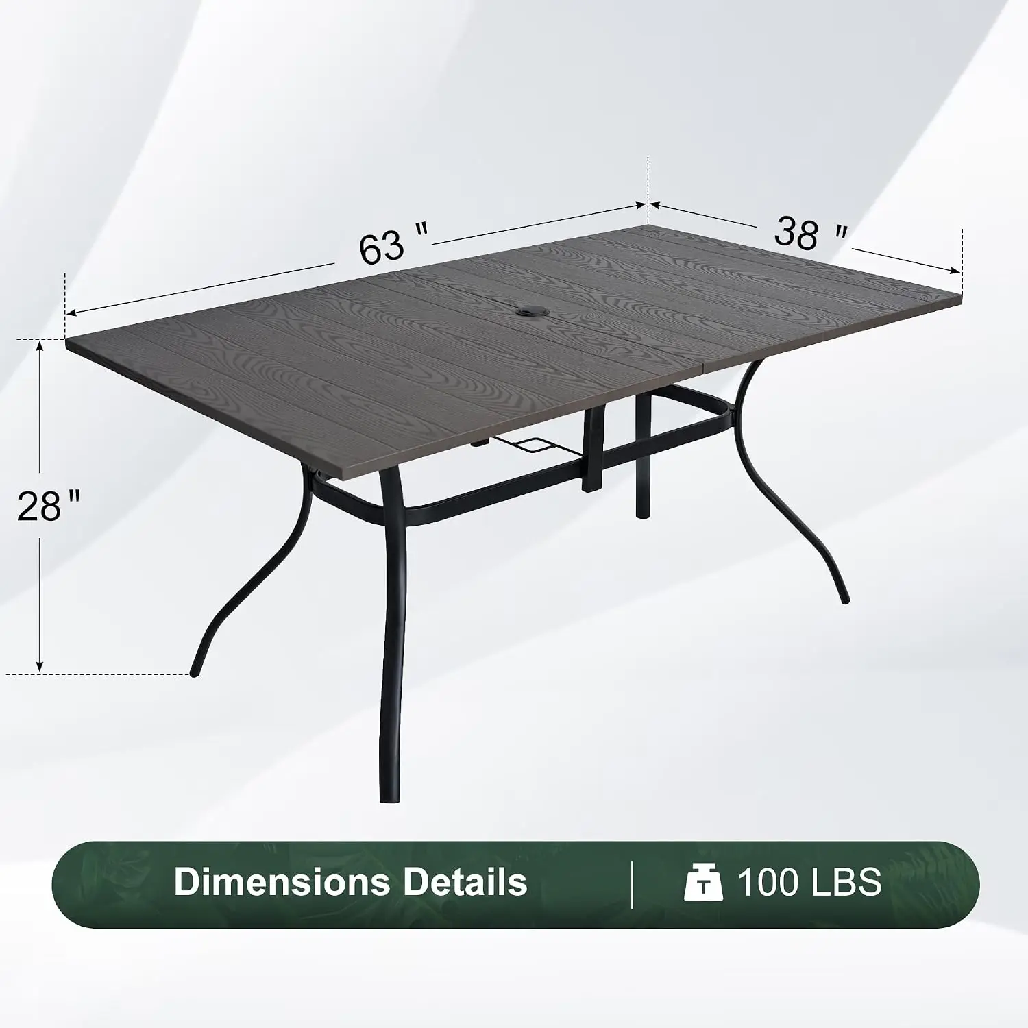 Rectangle Patio Dining Table 6-Person 63