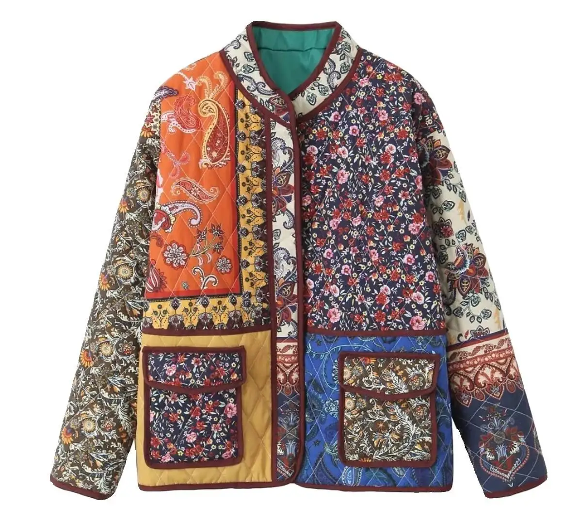 Parkas Womens Korean Autumn Aesthetic Checked Cropped Snap-Button Waist-Closed Waistband Lined Turtleneck O-Neck Double-Sided OL