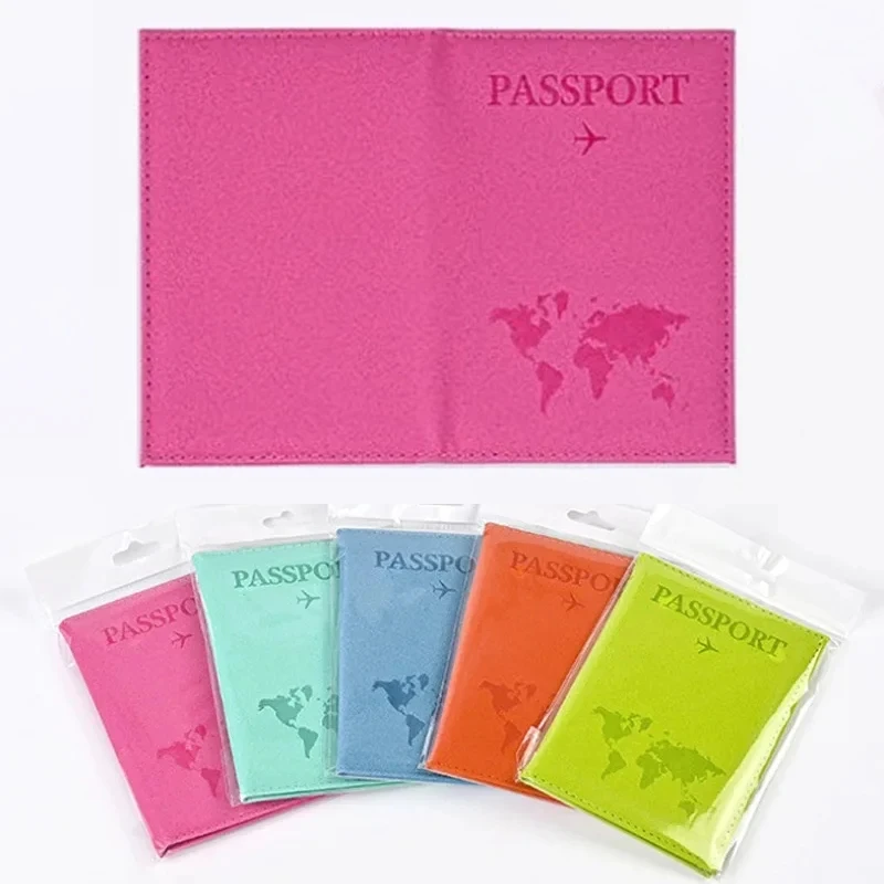 

PU Leather Passport Covers Airport Holder Flight Ticket Clip ID Card Protective Case for Women Man Frosted Travel Passport Cover