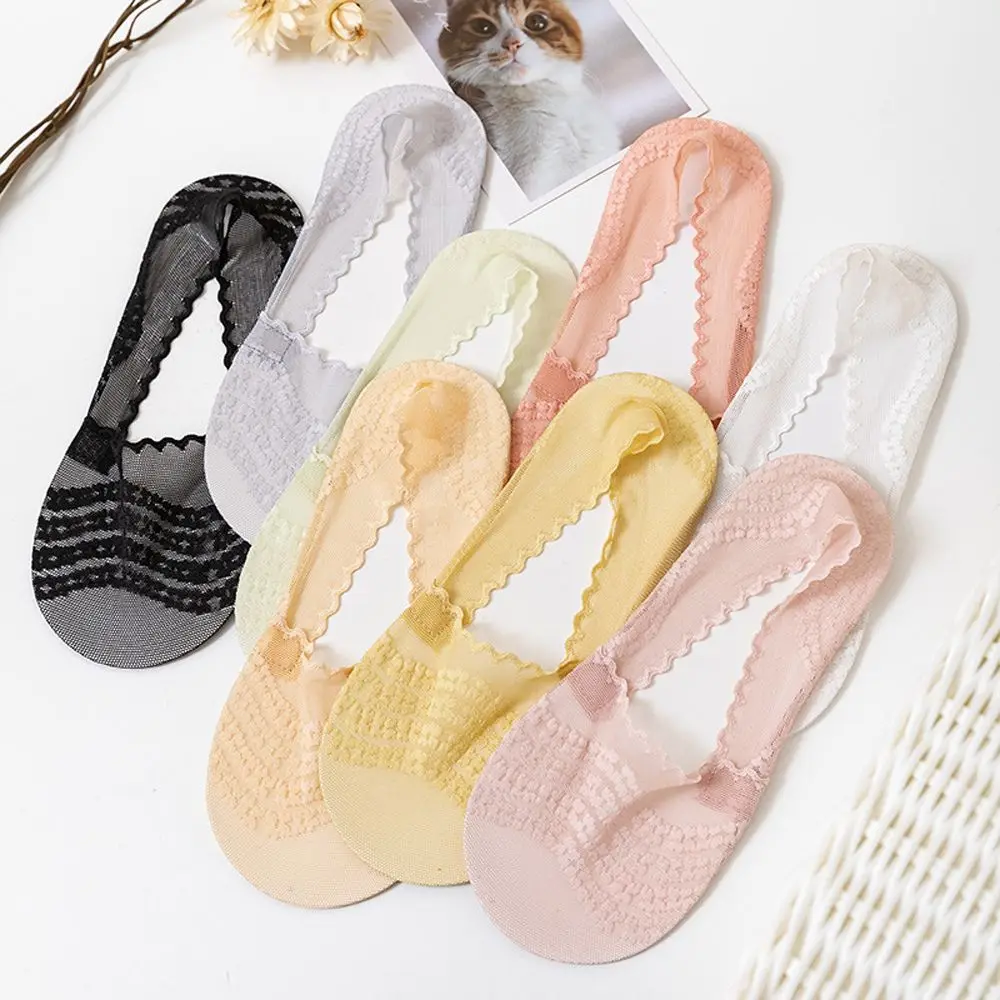 

Breathable Short Lace Non-slip For Girls Transparent Korean Boat Socks Women Invisible Socks No Trace Hosiery Sock Slippers