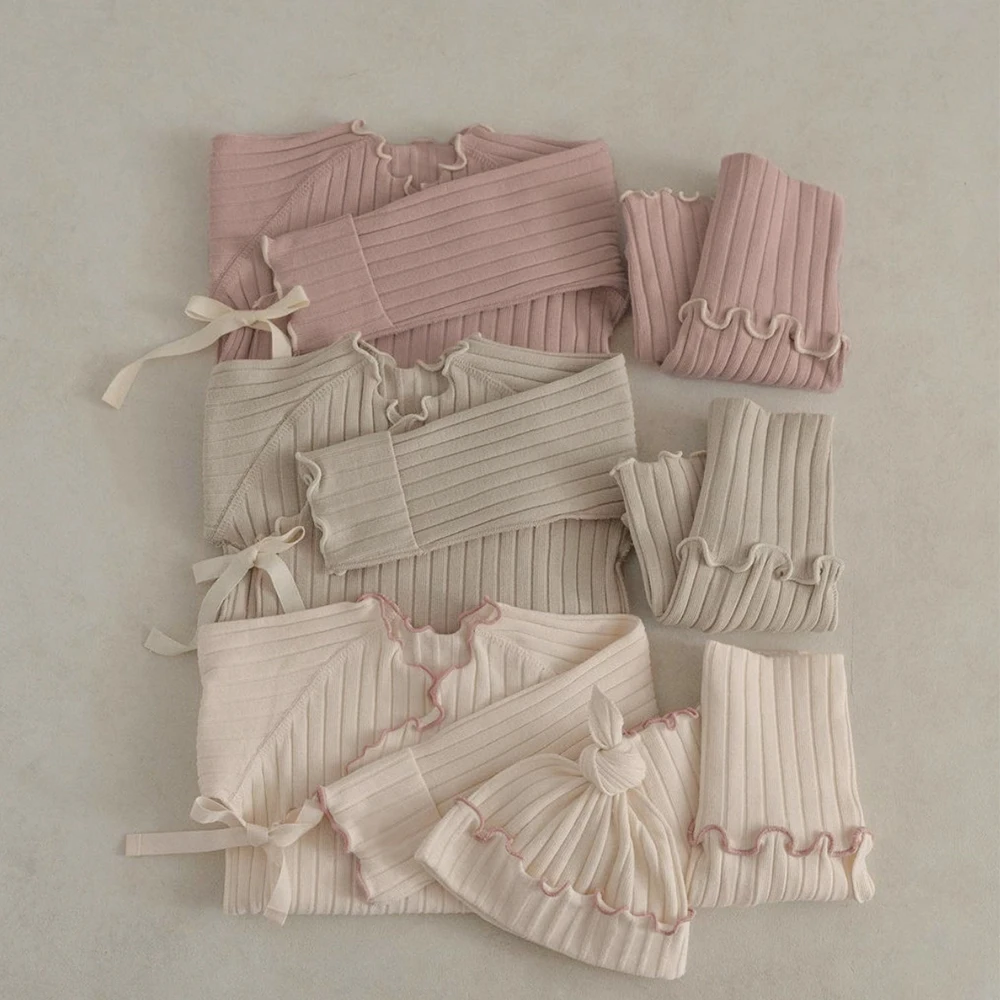 Spring and Autumn Baby Newborn Romper 2PCS Set Toddler Clothing Long Sleeve Infant Kniting Bodysuit Set 0-2Y Jumpsuit Homewear