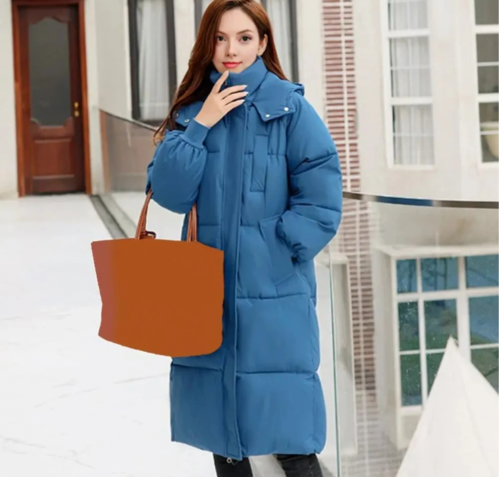 

Women Puffer coat Long Cotton Puffer Jacket Thicken Hooded Coat Full Length Down Coat Winter Outerwear