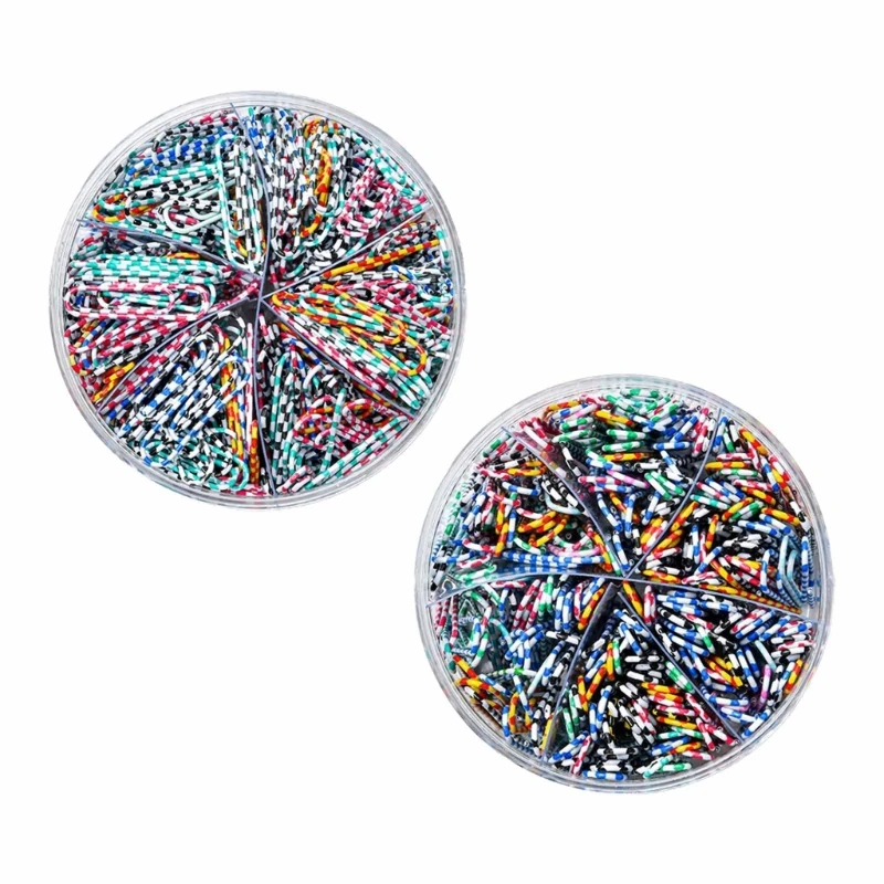Colorful Paper Clips with Storage Box Zebra-striped Paperclips for Files Papers