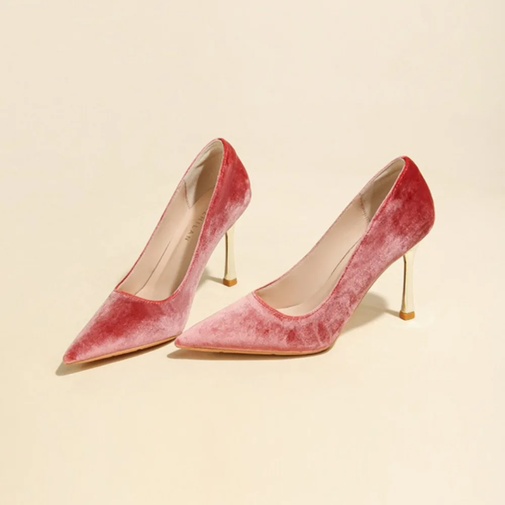 Women's High Heels Red Velvet Wedding Shoes Women's 2026 New Wedding Dress Bride Shoes Womens Shoes Plus Size 43 44