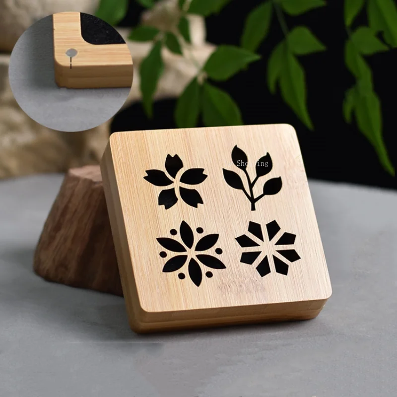 Bamboo Wooden Pan Incense Box Creative Hollow Out Retro Incense Burner DIY Household Indoor Incense Tea Ceremony Decoration