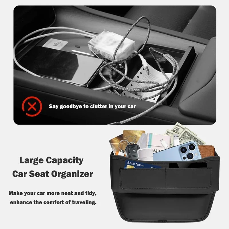 Universal premium couro assento de carro gap enchimento assento dianteiro fenda armazenamento organizador console bolso lateral acessórios interiores