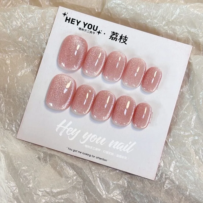 

Nails Set Press On Pure Handmade Wearable Nails Love Butterfly Fashion Fake Nails bear Black Write Blue Pink Accessories