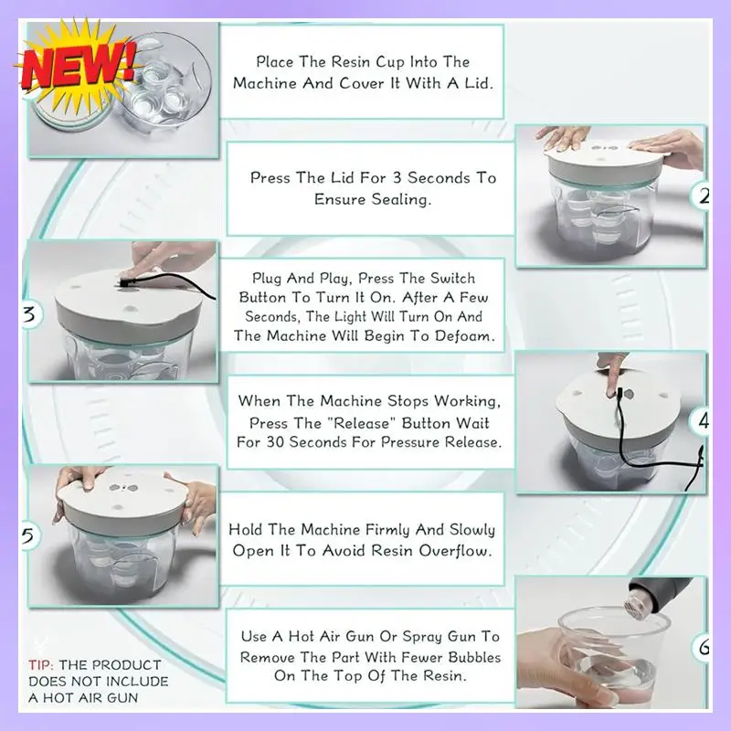 

T24C Resin Bubble Remover With Timing 95 Kpa Resin Vacuum Chamber 2L Epoxy Resin Bubble Remover Machine For Molds A US Plug