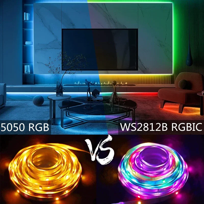 LED Strip Light RGB 5050 USB WS2812B Diode Flexible Lamp Tape Infrared Bluetooth Control Rainbow Effect DC 5V TV Backlight Decor