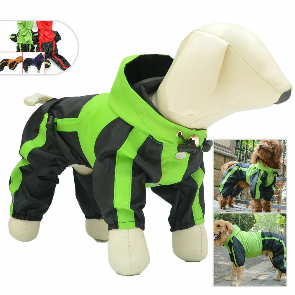 Capa de chuva para cães, à prova d'água, oxford, roupas para cachorro, chihuahua, macacão, traje, cães pequenos e médios, casaco de chuva com capuz