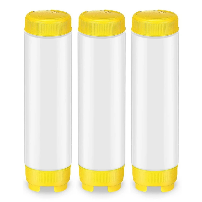 9X 16Oz Inverted Plastic Squeeze Bottles, Refillable Tip Large Valve Dispenser Condiment Squeeze Bottle