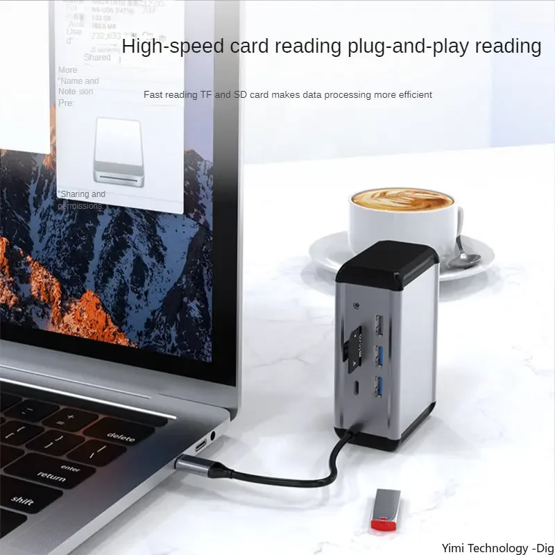 New 12-in-1 Type-C Docking Station Usb Hub USB3.0 Vertical Desktop Docking Station Computer USB Interface Expansion - Image 3