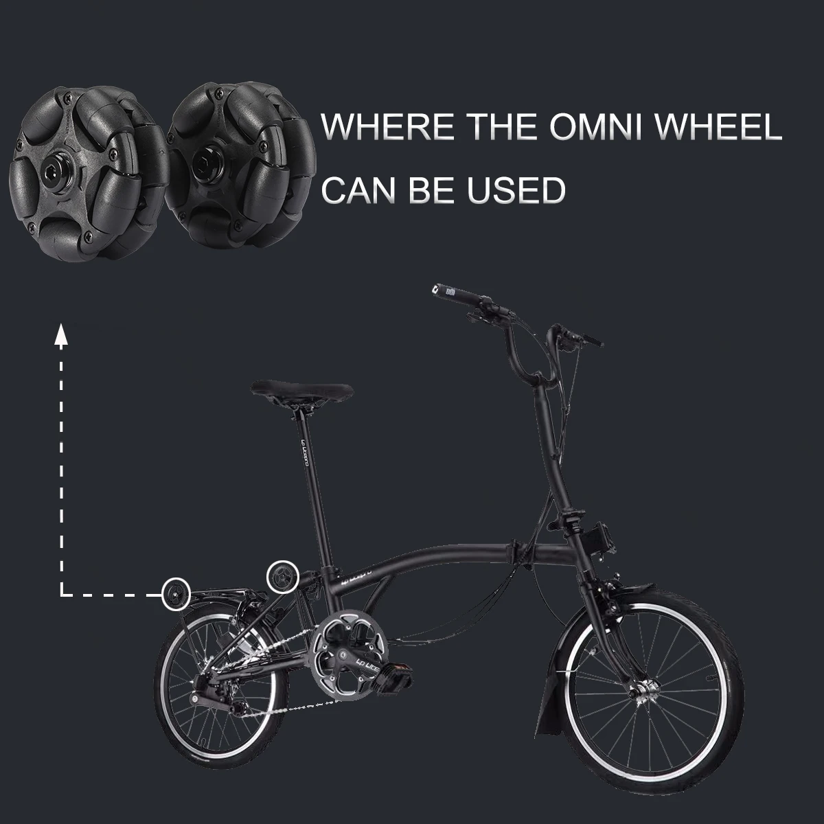 Brompton için 2 adet 58mm naylon Omni tekerlek arka çatal koltuk makaralı raf M6 ile kolay * 60MM vida tekerlekler yükseltme parça kiti