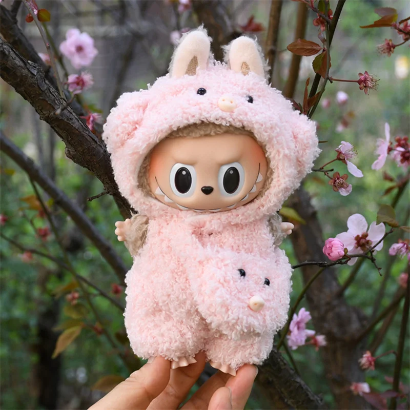 17cm Pendant Labubu Cute Doll Clothes Fashion Dress Headgear Stuffed Accessories Cos Anime Plush Cartoon Decor Birthday Toy Gift