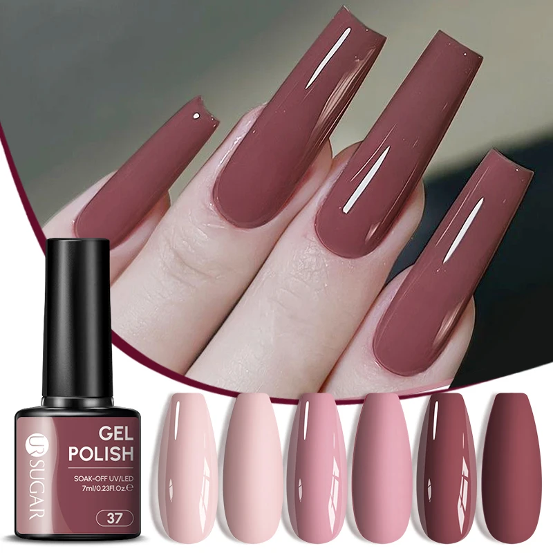 

UR SUGAR 3PCS Pink Nude Gel Nail Polish Set For Nail Art All Season Colors Semi Permanent UV Gel Varnish Soak Off Nail Supplies