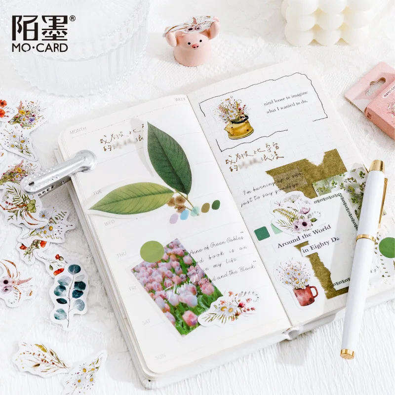 46pcs Four Seasons Blossom Series Stickers Fresh Plant Flower Scrapbooking Label Diary Stationery Album Phone Journal Planner