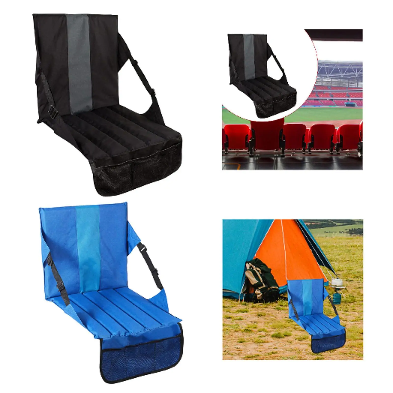 

Stadium Seat Cushion Seat Pad Portable Sit Mat Thick Cushion with Back Support for Travel Camping Sports Events Lawn Backyard