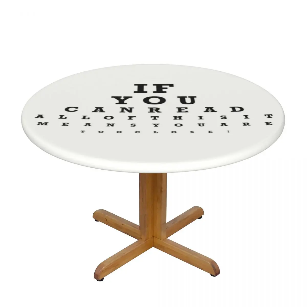 Round Waterproof Funny Eye Test Table Cover Fitted Optician Optometrist Table Cloth Backing Edge Tablecloth for Dining