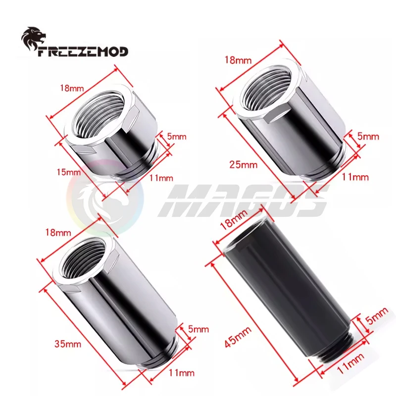 High-End Brass Water Cooling Extender Fitting 10/20/30/40mm M-F Thread Hex Key Design for Computer Cooling System