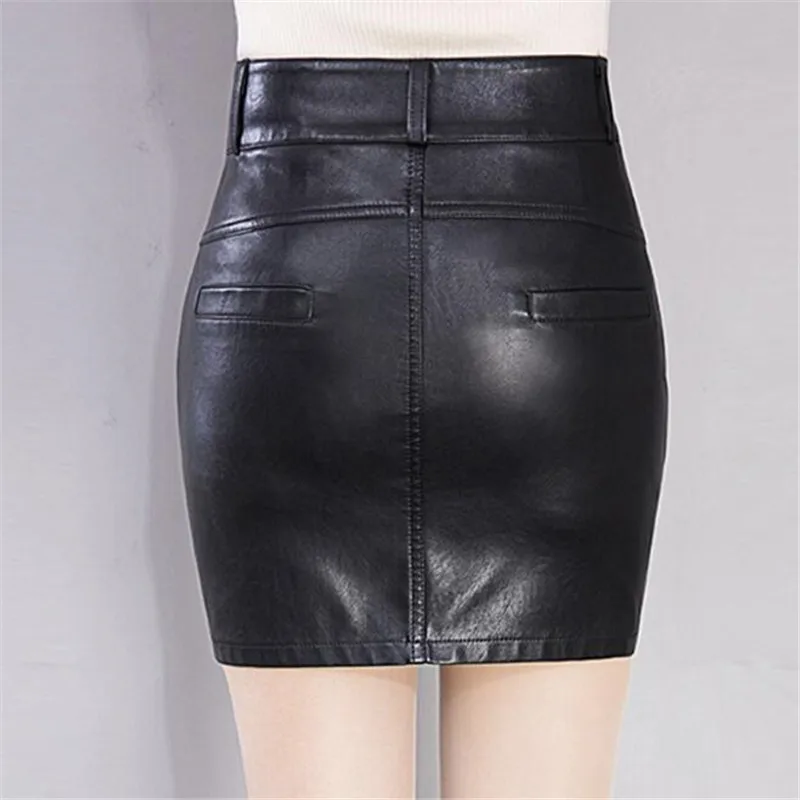 2024 New Fashion Sexy Was Thin High Waist Women\'s Clothing Black Skirt High Quality PU Leather Skirt Hip Elegant Women Skirt