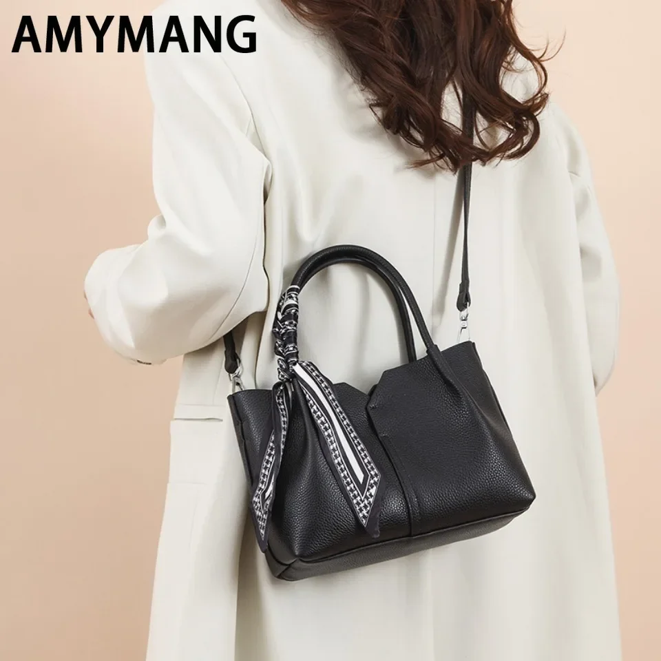 Amymang couro genuíno clássico feminino crossbody sacos de alta qualidade bolsas e bolsas designer luxo ombro mensageiro shopper