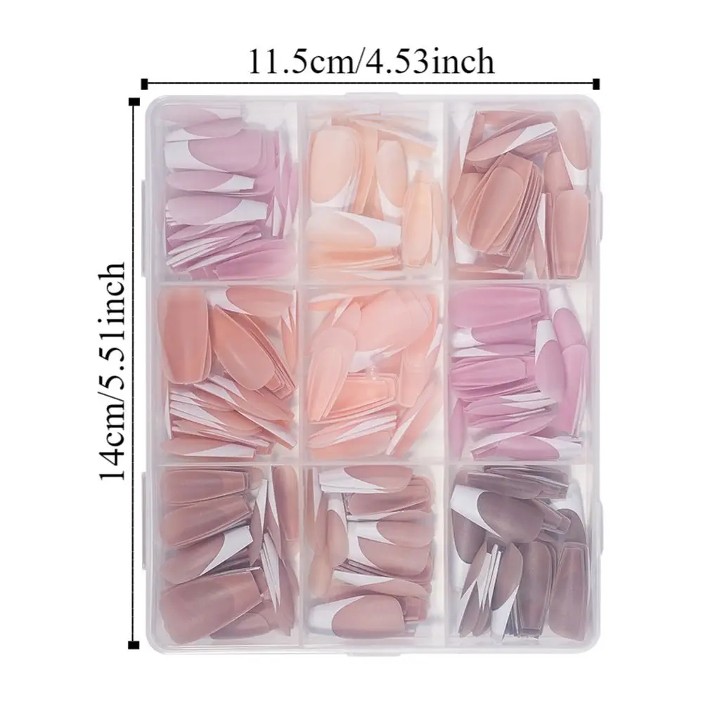 270Pcs 9 in 1 French Tip Press on Nails Reusable Detachable Nude Natural Soft Nail Tips Set No Mark Half Cover