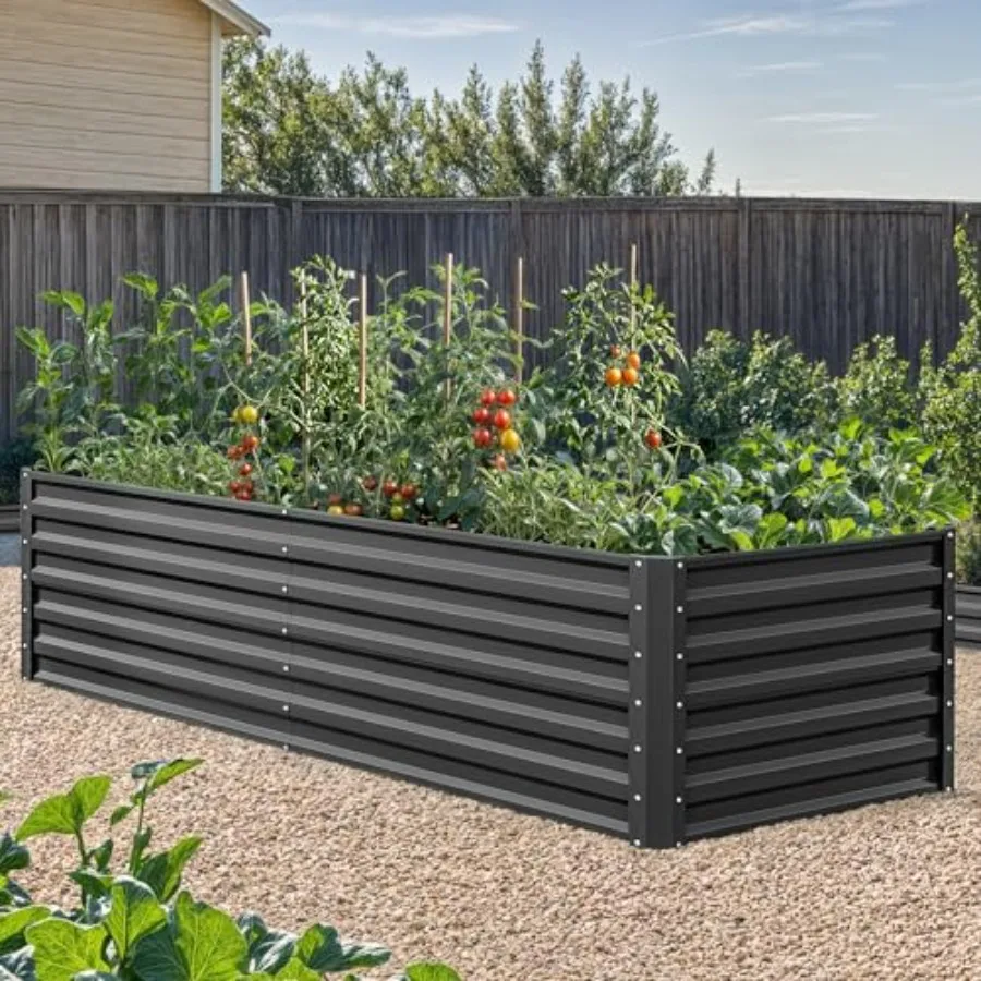 72x36x24 in Galvanized Raised Garden Bed Kit Large Metal Planter Box with Gloves Support Rod Outdoor Flower Bed for Plants Vege