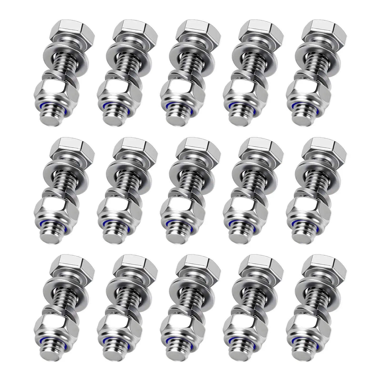 15Pcs M8 x 20 Hexagonal Screws, Mounting Bolts and Nuts Self Locking Nuts for Indoor Outdoor