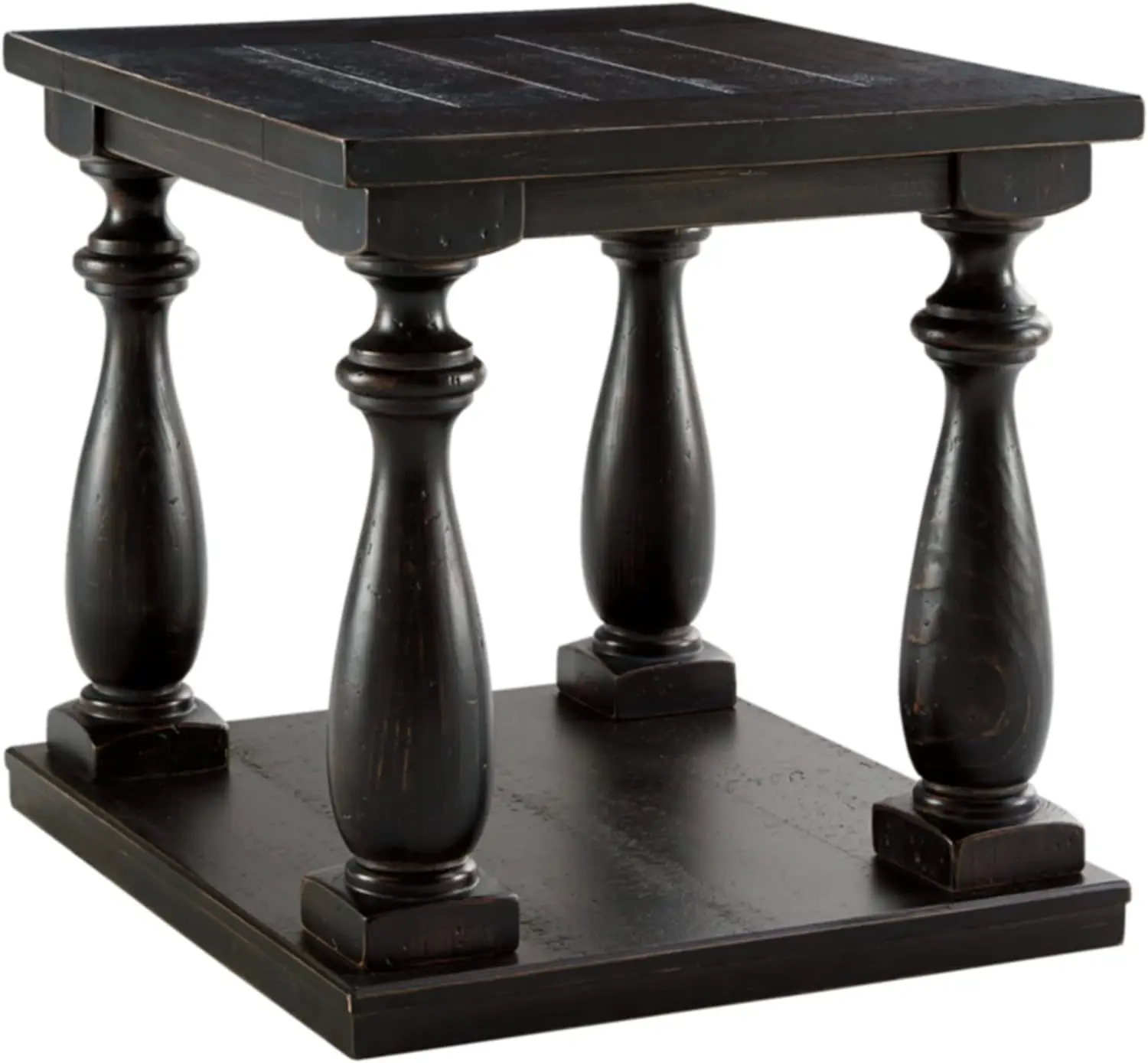 

Signature Design by Ashley Mallacar Traditional Square End Table with Floor Shelf, Black