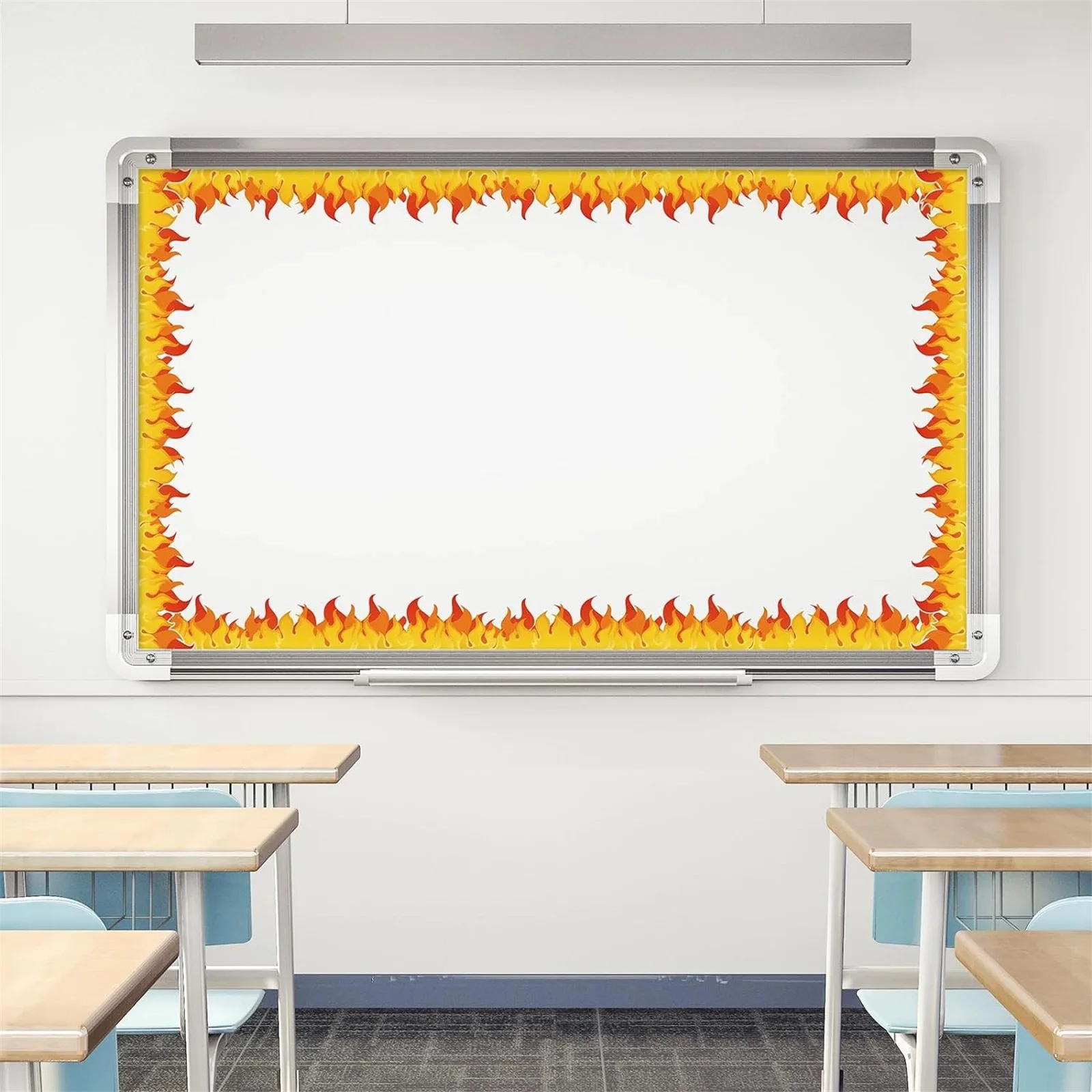 Flame Border Stickers Back to School Bulletin Board Decoration Self Adhesive Wall Stickers Classroom Wall Decor Writable
