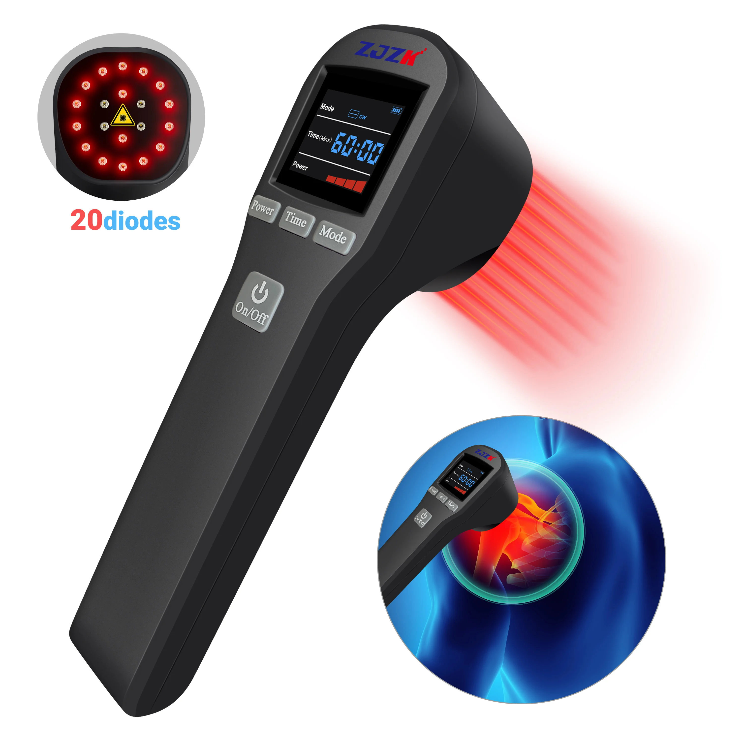 

ZJZK Heat Red Laser Therapy Machine 880mW Pet Laser Light 650nmX16Diodes+808nmX4Diodes For Dogs Sports Injuries Muscle Aches