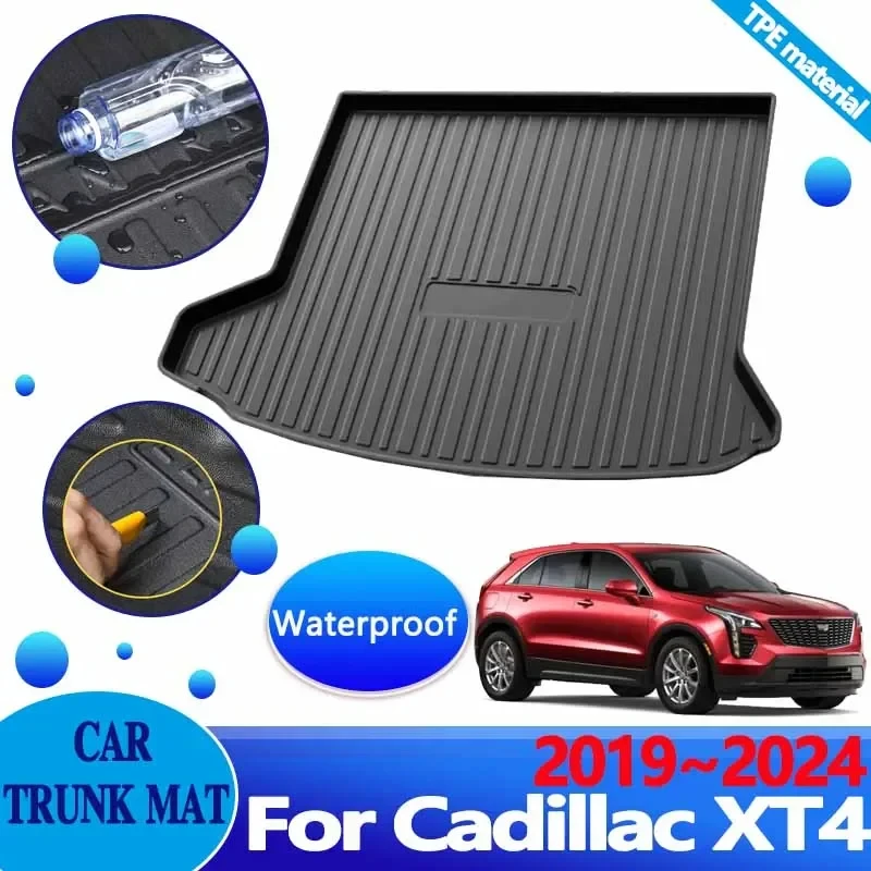 

for Cadillac XT4 2019~2024 2023 Car Trunk Mat Anti-dirty Liner Waterproof Carpet Protector TPE Material Storage Pad Accessories