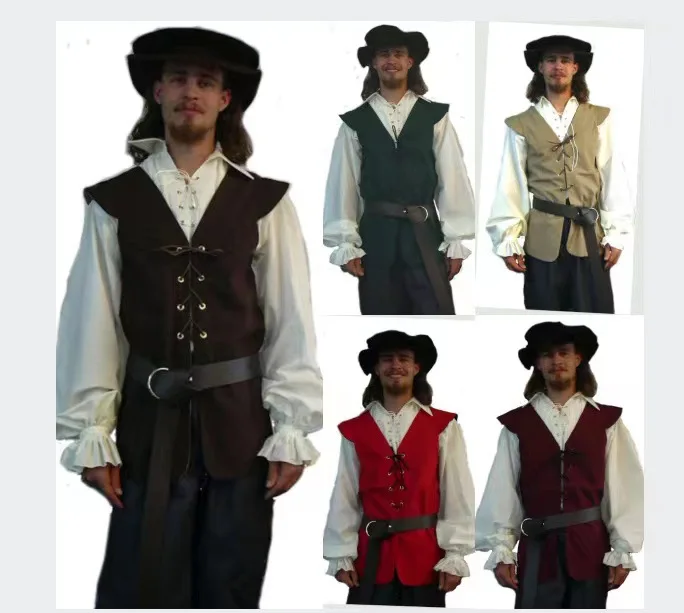 Steampunk Adult Pirate Vest Plus Size Men Costume Carnval Medieval Renaissance Gothic Sleeveless Vest S-XXXL