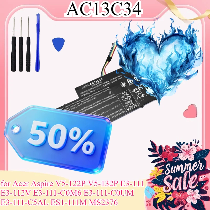 

AC13C34 Laptop Battery for Acer Aspire V5-122P V5-132P E3-111 E3-112V E3-111-C0M6 E3-111-C0UM E3-111-C5AL ES1-111M MS2376