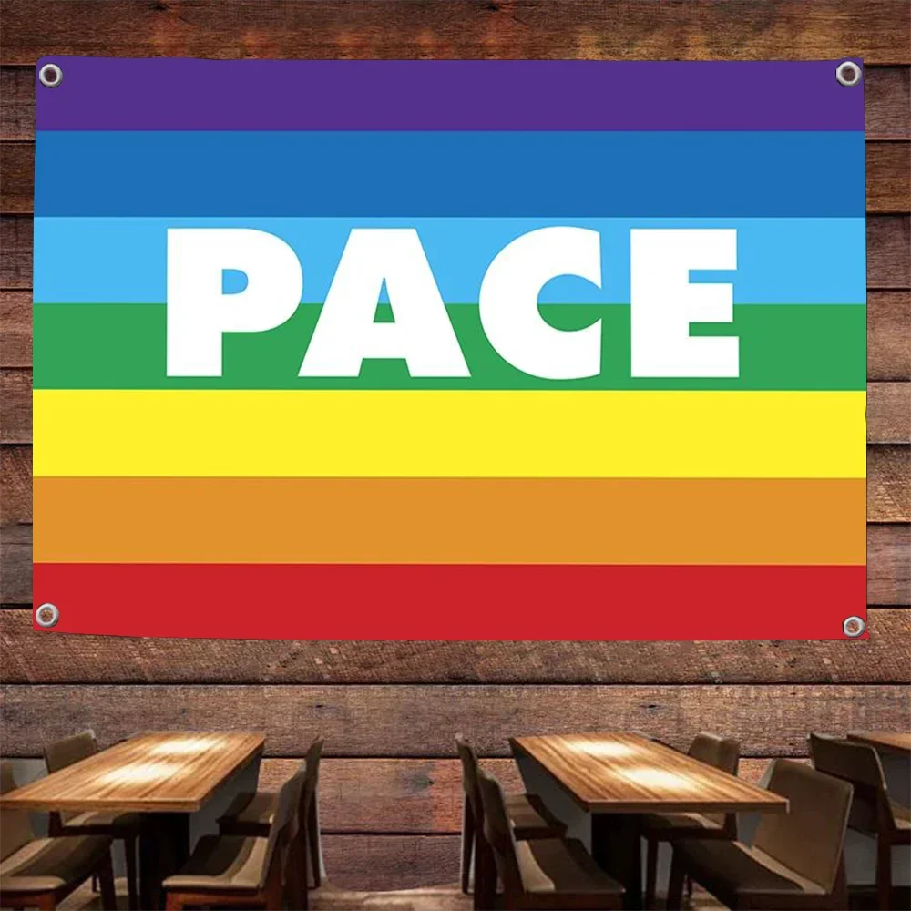 1pc World Peace Pace Rainbow 1961 Flag Flags And Banners Four Hole Flag Polyester Outdoor Decor Room Aesthetic